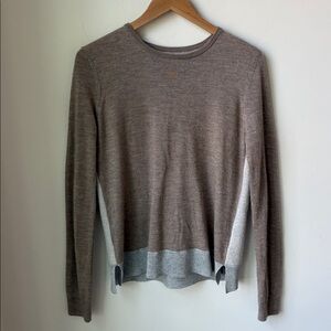 J Brand Wool Cashmere Angora Silk Blend Color Block Sweater in Tan Grey Size M